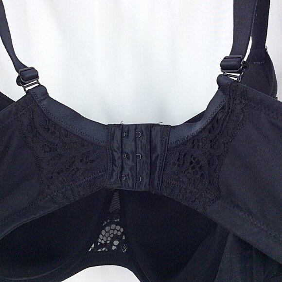 Auden Lightly Lined Underwired Bra 44D Black Lace Back Closure - Picture 4 of 6